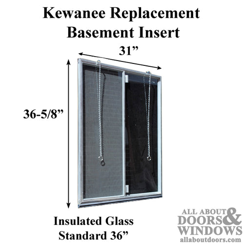 Kewanee C-310A-K-36 Aluminum Basement WINDOW Insert, Dual Pane Glass - Kewanee C-310A-K-36 Aluminum Basement WINDOW Insert, Dual Pane Glass