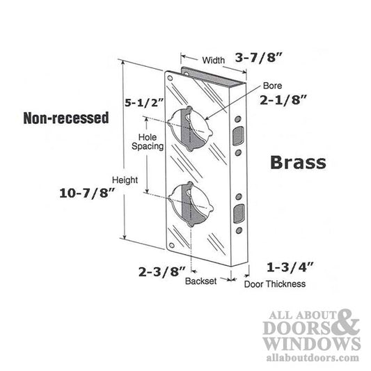 1-3/4 Inch Door Reinforcer, 2-3/8 Inch Backset - Polished Brass