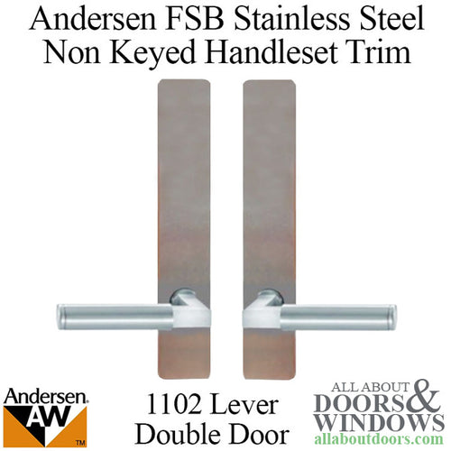 Andersen FSB 1102 Non Keyed Trim Set for Double Door  - Stainless Steel - Andersen FSB 1102 Non Keyed Trim Set for Double Door  - Stainless Steel