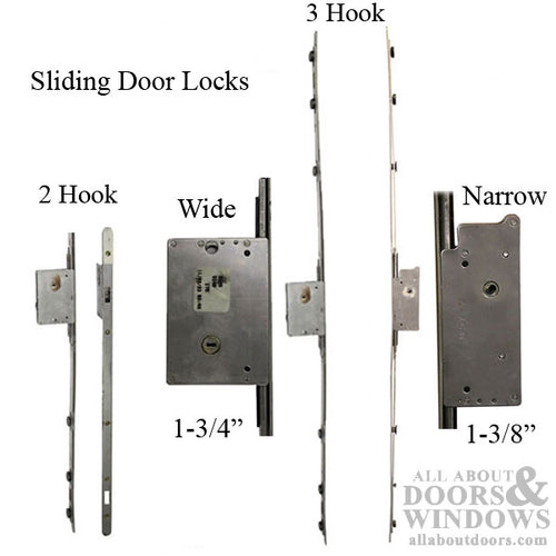 Sentinel Multipoint Sliding Door Lock 3 hooks, 35mm Narrow Style - Stainless Steel - Sentinel Multipoint Sliding Door Lock 3 hooks, 35mm Narrow Style - Stainless Steel