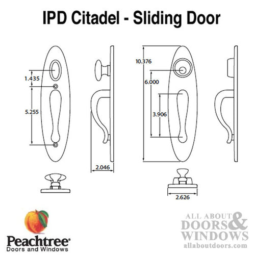 IPD Citadel Peachtree Sliding Door Handle Set - Polished Brass - IPD Citadel Peachtree Sliding Door Handle Set - Polished Brass