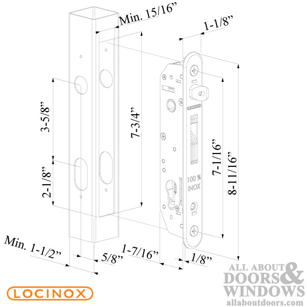 Locinox FORTYLOCK Mortise Lock with 3/4