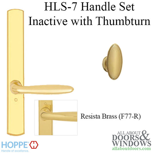 HOPPE HLS7 Handle Set with Verona Lever Non Keyed Inactive Resista Polished Brass