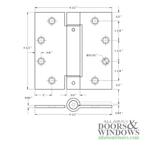 Spring Hinge 4.5 x 4.5 x Square Corners, UL Listed, Deltana Single Action - Spring Hinge 4.5 x 4.5 x Square Corners, UL Listed, Deltana Single Action