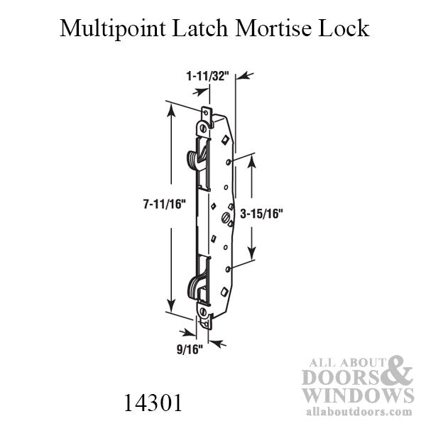 2 Point Mortise Lock - Sliding Patio Door, Generic Keyway - Steel - 2 Point Mortise Lock - Sliding Patio Door, Generic Keyway - Steel