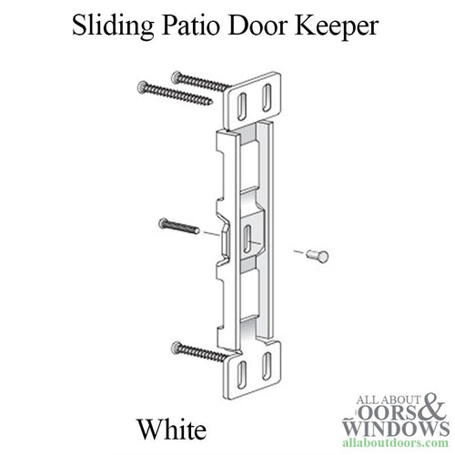 Keeper - Sliding Patio Door, Heavy Gauge - Stamped Steel, White - Keeper - Sliding Patio Door, Heavy Gauge - Stamped Steel, White