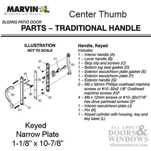 Marvin Active Keyed, Narrow Sliding Door Handle, Center Thumb - PVD Satin Nickel - Marvin Active Keyed, Narrow Sliding Door Handle, Center Thumb - PVD Satin Nickel