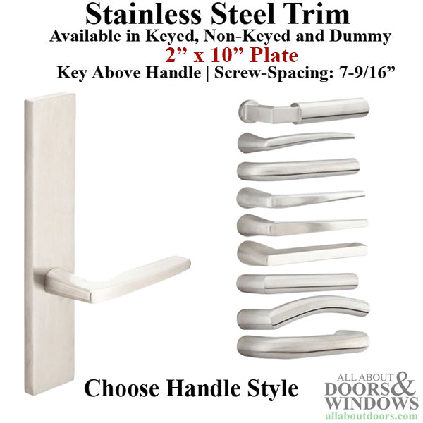 Multipoint Trim, 2 x 10 inch, American Cylinder Stainless Steel Handleset, Choose Options - Multipoint Trim, 2 x 10 inch, American Cylinder Stainless Steel Handleset, Choose Options