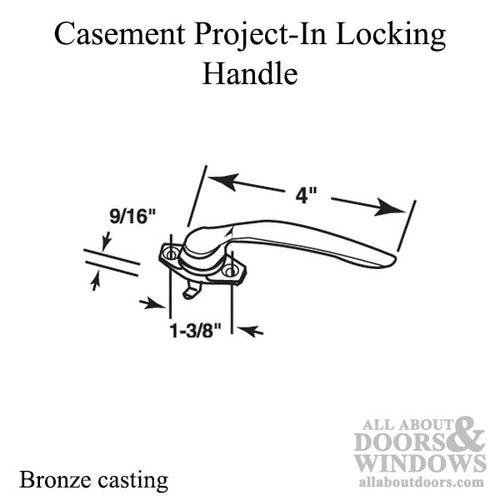 Project-In Locking Handle, Right Hand, 1-3/8 in - Bronze casting - Project-In Locking Handle, Right Hand, 1-3/8 in - Bronze casting