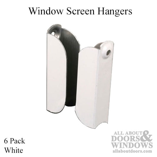 Screen Window Top Hanger, 7/16 Inch, White - 6 Pack