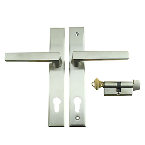 Dallas Contemporary Lever Handle, Keyed Active with Thumbturn,  M1643 / 2161N Set - Satin Nickel - Dallas Contemporary Lever Handle, Keyed Active with Thumbturn,  M1643 / 2161N Set - Satin Nickel