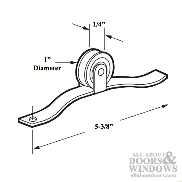 Center Mount Spring Tension Roller Assembly with 1 Inch Steel Wheel for Sliding Screen Door - Center Mount Spring Tension Roller Assembly with 1 Inch Steel Wheel for Sliding Screen Door