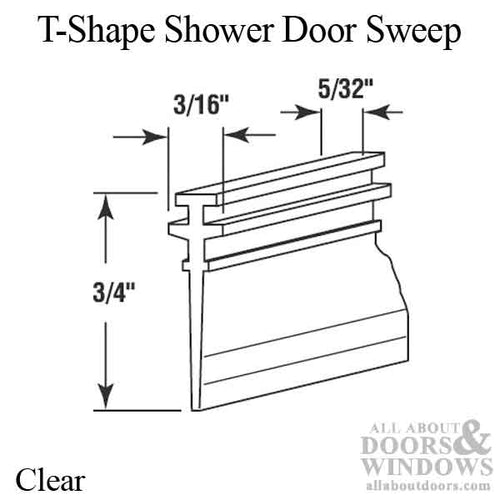 Shower Door Sweep, T-Shaped, 36