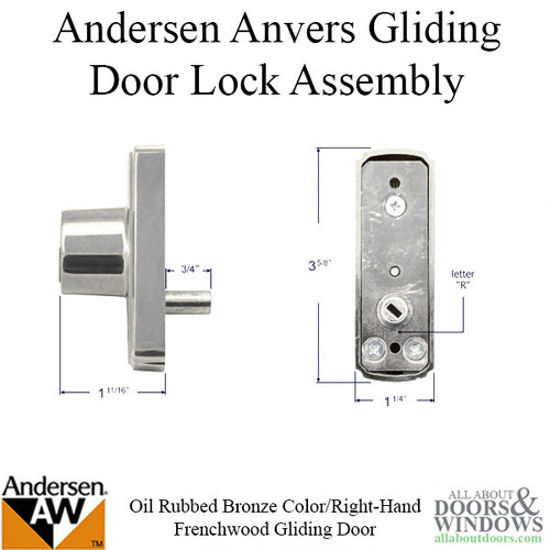 Andersen Frenchwood Gliding Door - Keyed Lock, Anvers - Right Hand - Oil Rubbed Bronze - Andersen Frenchwood Gliding Door - Keyed Lock, Anvers - Right Hand - Oil Rubbed Bronze