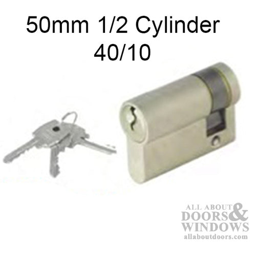 50mm Inactive Keyed 1/2 Euro Profile Cylinder 40/10 - Nickel - 50mm Inactive Keyed 1/2 Euro Profile Cylinder 40/10 - Nickel