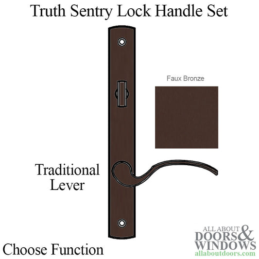 Truth Sentry Lock Handle Set, Traditional, Painted over Zinc, Faux Bronze