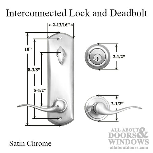 Interconnected Lock 5-1/2  Deadbolt w/ Tustin Passage Lever - Satin Chrome - Interconnected Lock 5-1/2  Deadbolt w/ Tustin Passage Lever - Satin Chrome
