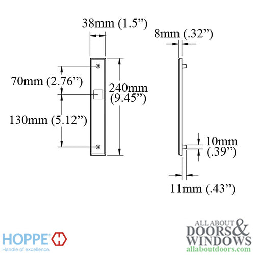 HOPPE Dallas Interior Backplate M2161N for Dummy Handlesets - Satin Nickel - HOPPE Dallas Interior Backplate M2161N for Dummy Handlesets - Satin Nickel