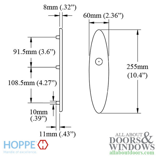 HOPPE Oval Exterior Backplate M3955N for Inactive Handlesets - Matte Black - HOPPE Oval Exterior Backplate M3955N for Inactive Handlesets - Matte Black