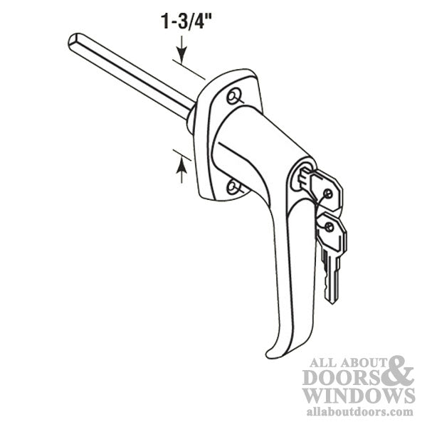 Brass L-Handle with 2-7/8 Inch Shaft - Sturdy and Stylish - Brass L-Handle with 2-7/8 Inch Shaft - Sturdy and Stylish