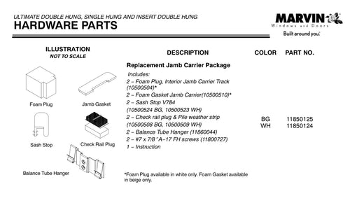 Marvin Replacement Jamb Carrier Package, Ultimate Double Hung - White - Marvin Replacement Jamb Carrier Package, Ultimate Double Hung - White