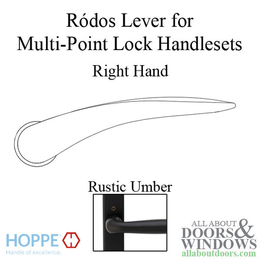 Ródos Lever Handle for Right Handed Multipoint Lock Handlesets - Rustic Umber