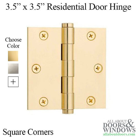 3.5 x 3.5 Full Mortise Hinge, Square Corner