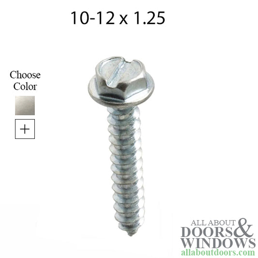 10-12 x 1-1/4" Slotted Hex Head, Wood Screw, 25 pack