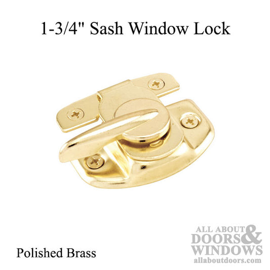 1-3/4" Sash Window Lock, Solid Brass - Choose Color