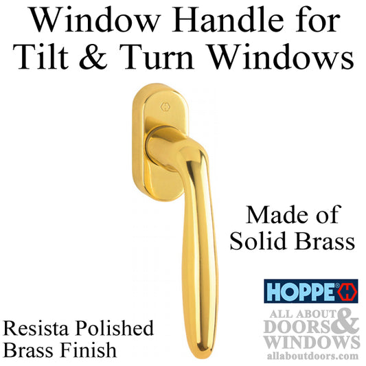 Verona Handle for Tilt & Turn Windows - Solid Brass - Resista Polished Brass