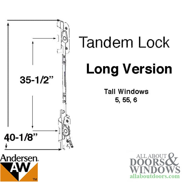 Andersen Tandem Replacement Casement Lock, Long, Left Hand - Andersen Tandem Replacement Casement Lock, Long, Left Hand