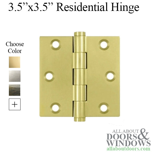 Solid Brass Door Hinges Square Corners Pair Choose Color - Solid Brass Door Hinges Square Corners Pair Choose Color