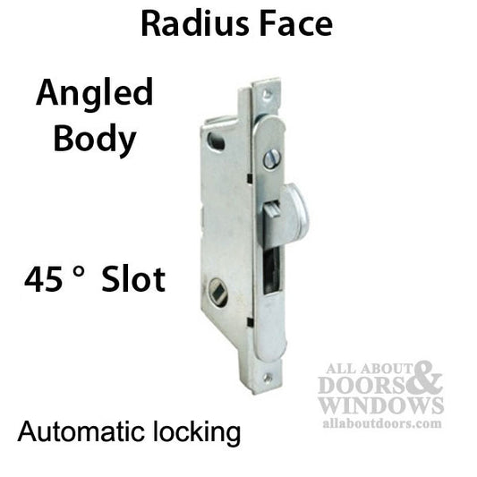 Adams Rite Mortise lock 45    Slot, Auto Lock Sliding Patio Door, Angled Body - Stainless Steel