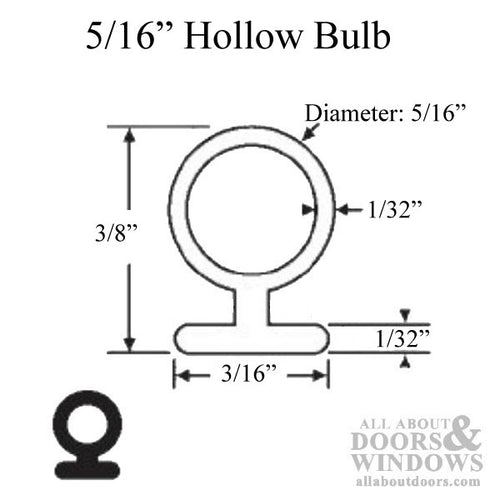 Hollow Bulb Weatherstrip For Windows Black Rubber .300 Hollow Bulb Weather Seal For Windows - Hollow Bulb Weatherstrip For Windows Black Rubber .300 Hollow Bulb Weather Seal For Windows
