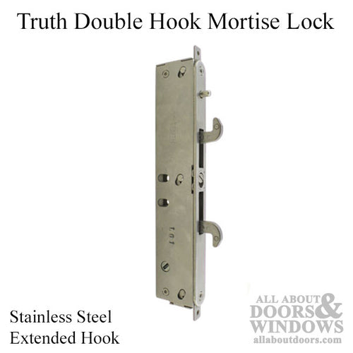 Truth Double Hook Mortise Lock with Short Face and Extended Hook Stainless Steel - Truth Double Hook Mortise Lock with Short Face and Extended Hook Stainless Steel