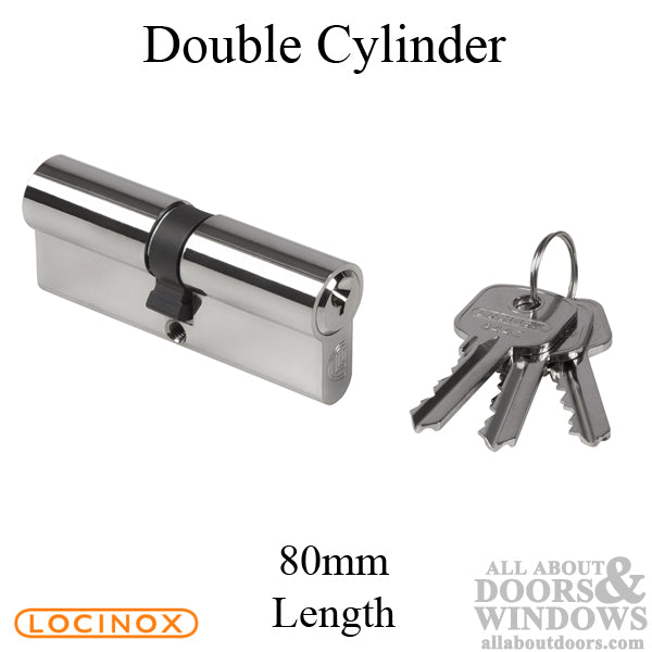 Locinox Double Cylinder - Keyed on Both Sides - 80mm Length - Locinox Double Cylinder - Keyed on Both Sides - 80mm Length