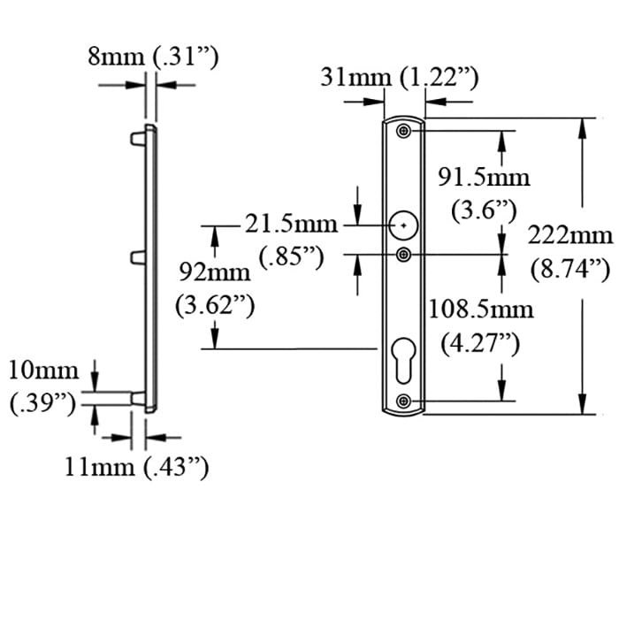 HOPPE Contemporary Interior Backplate M216N for Active/Inactive Handlesets - Resista Brass - HOPPE Contemporary Interior Backplate M216N for Active/Inactive Handlesets - Resista Brass