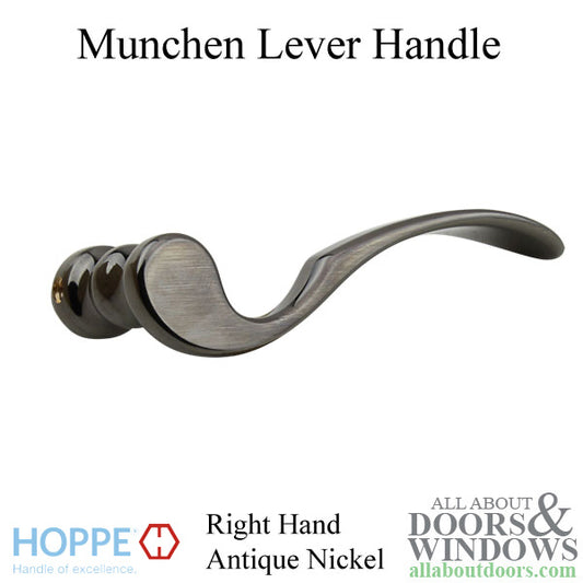 Munchen Lever Handle for Right Handed Multipoint Lock Handlesets - Antique Nickel