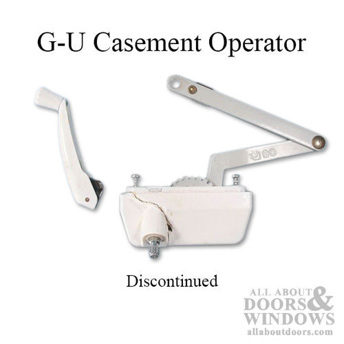 G-U Casement Operator, Plastic / Vinyl, LH - Discontinued - See Notes - G-U Casement Operator, Plastic / Vinyl, LH - Discontinued - See Notes