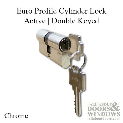 32/32 Active Keyed Patio Door Double Keyed Profile Cylinder Lock - Chrome - 32/32 Active Keyed Patio Door Double Keyed Profile Cylinder Lock - Chrome