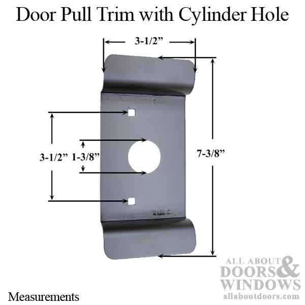 Door pull trim with cylinder hole, Offset Screws - Choose Color - Door pull trim with cylinder hole, Offset Screws - Choose Color