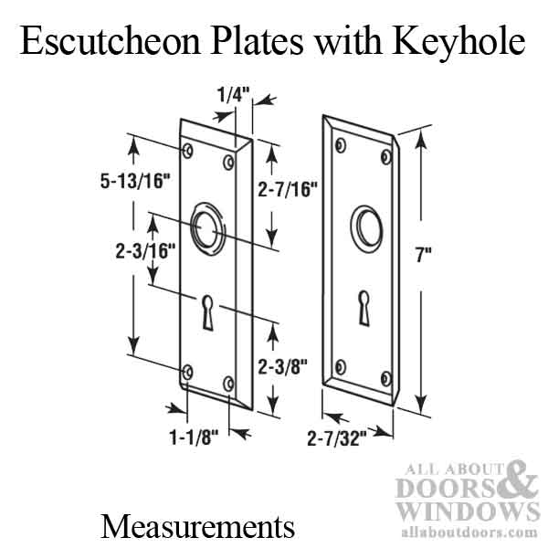 Escutcheon  Plates / Trim Plate, 7-1/8 inch, Pol. Brass (Pair) - Escutcheon  Plates / Trim Plate, 7-1/8 inch, Pol. Brass (Pair)