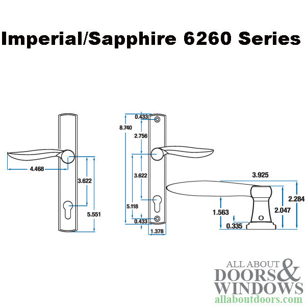 Imperial 6260 Multipoint Lock Handleset Dummy Choose Finish - Imperial 6260 Multipoint Lock Handleset Dummy Choose Finish