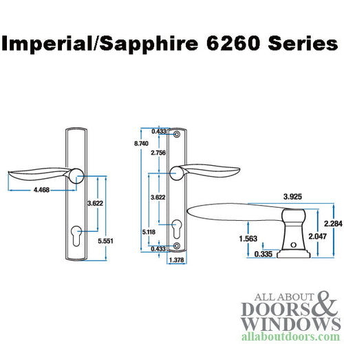 Imperial 6260 Multipoint Lock Handleset Dummy Choose Finish - Imperial 6260 Multipoint Lock Handleset Dummy Choose Finish