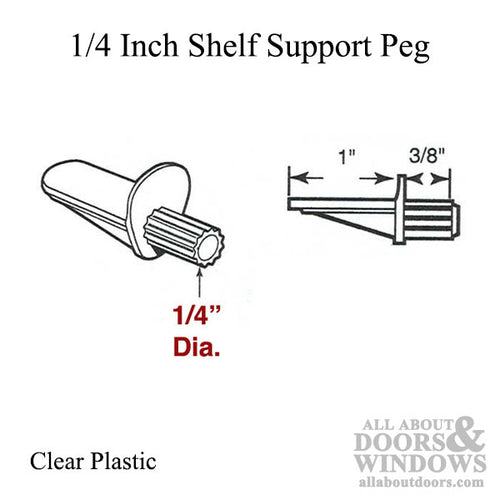 Clear Shelf Support Pegs 1/4 Inch - 12 Pack - Clear Shelf Support Pegs 1/4 Inch - 12 Pack