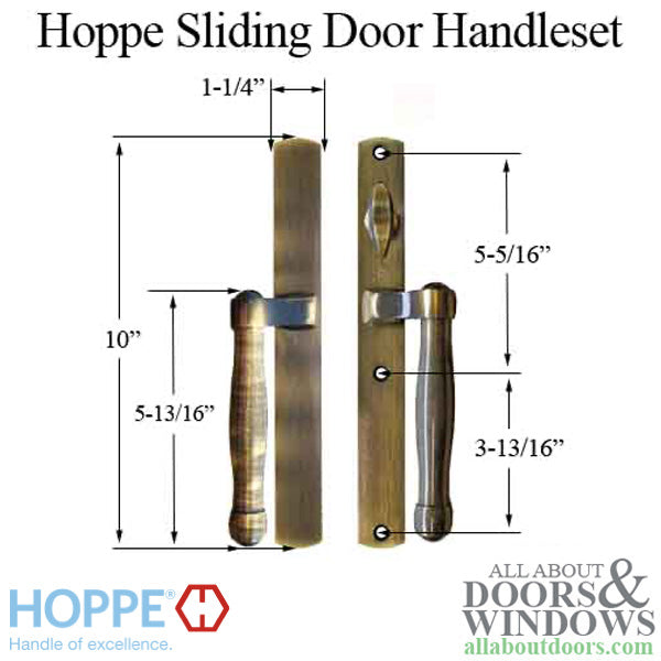 HOPPE HLS 9000 Sliding Door Handle Set Active Non-Keyed Outside Antique Brass - HOPPE HLS 9000 Sliding Door Handle Set Active Non-Keyed Outside Antique Brass