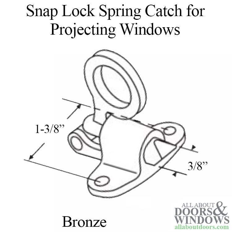 Snap Lock, Spring Catch for Projecting Windows -1-3/8 Holes - Bronze - Snap Lock, Spring Catch for Projecting Windows -1-3/8 Holes - Bronze