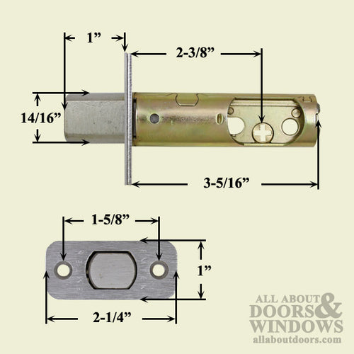 Replacement Deadbolt Latch,  2-3/8”  Radius Corners - Polished Brass - Replacement Deadbolt Latch,  2-3/8”  Radius Corners - Polished Brass