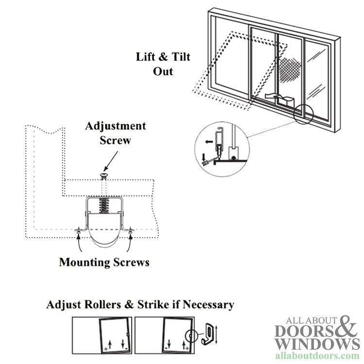 Top or Bottom Roller Assembly with 1 Inch Steel Wheel for Sliding Screen Door - Top or Bottom Roller Assembly with 1 Inch Steel Wheel for Sliding Screen Door