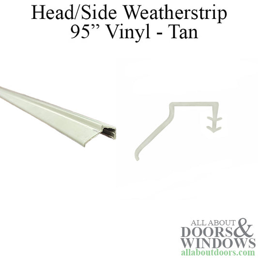 Head / Side Sliding Door Weatherstrip,   95” Vinyl - Tan